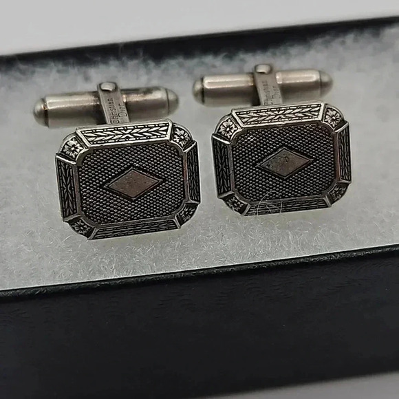Rare: Christian Dior bullet back iridescent pewter cufflinks with pivoting face - Picture 1 of 3